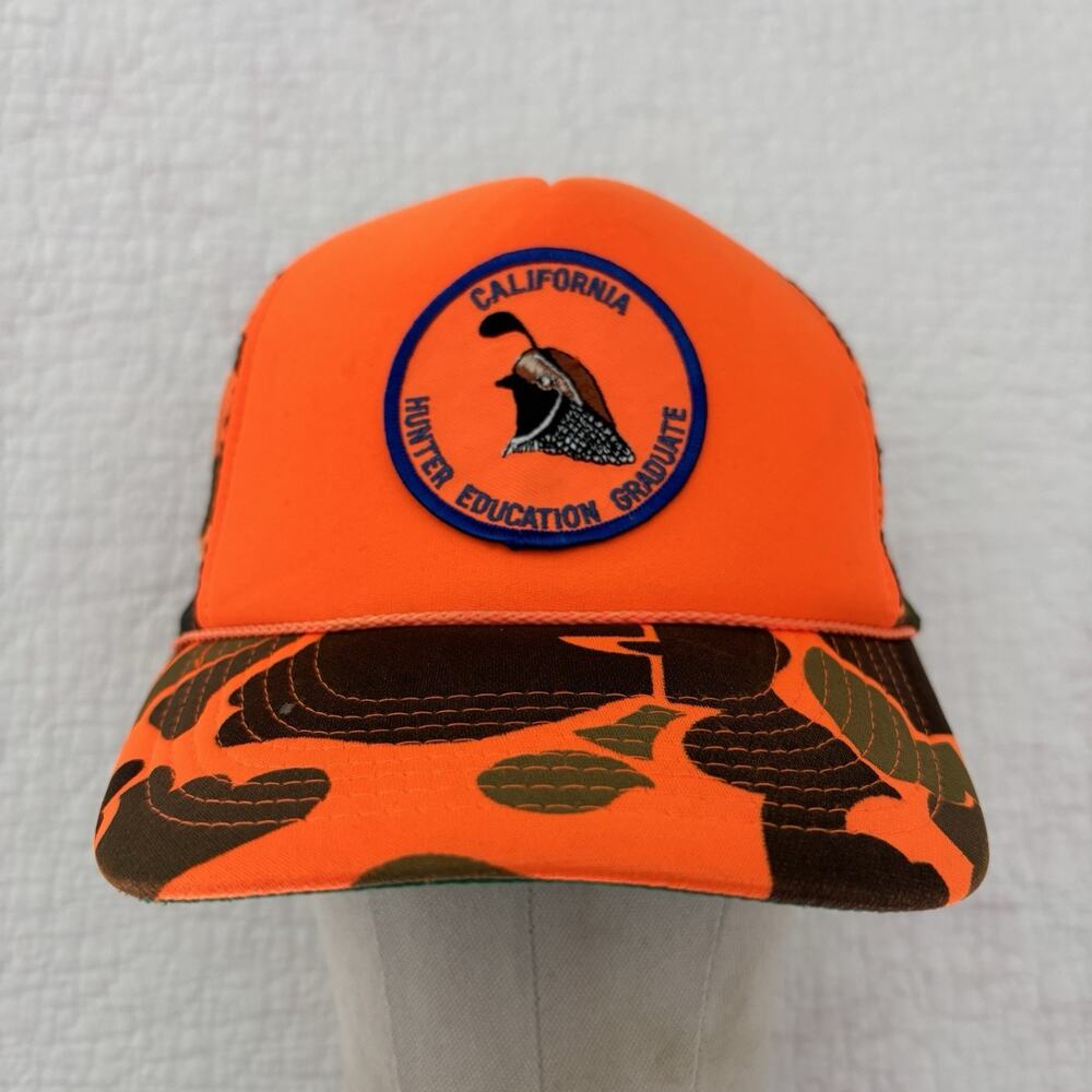 Vintage California Hunter Education Graduate Camo Blaze Orange Snapback Hat